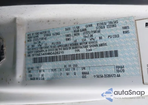 2009 Ford E-150 Commercial/Recreational from USA, damaged, VIN 1FTNE14W49DA28210